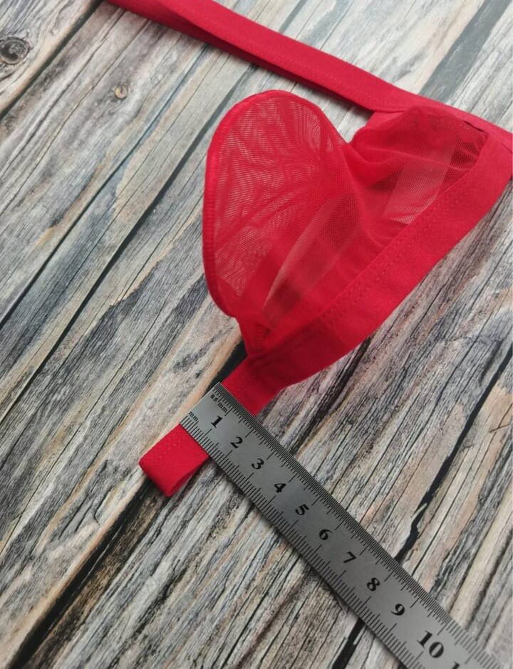 Men's Lingerie White & Red Elastic Mesh Thong